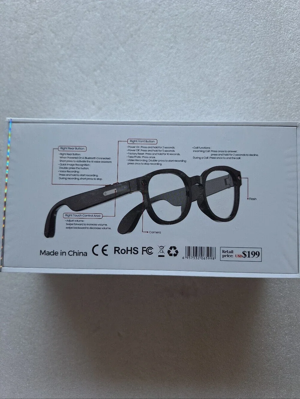 [MSRP $199] AiMB-S1 Smart AI Glasses with Camera & Bluetooth - NEW